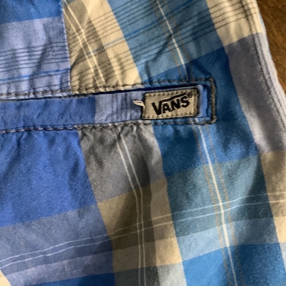 Boys VANS Blue Plaid Retro Shorts - Picture 6 of 7